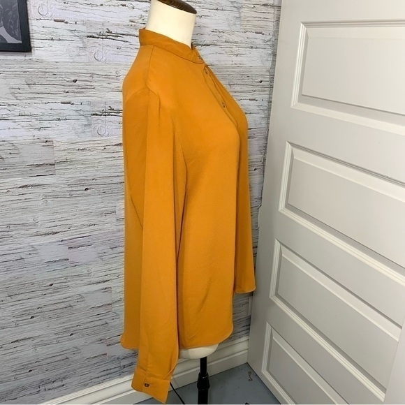 Jacqueline De Yong Rusty Orange Crepe Blouse Mandarin Collar Long Sleeves 36 EU - Picture 6 of 14